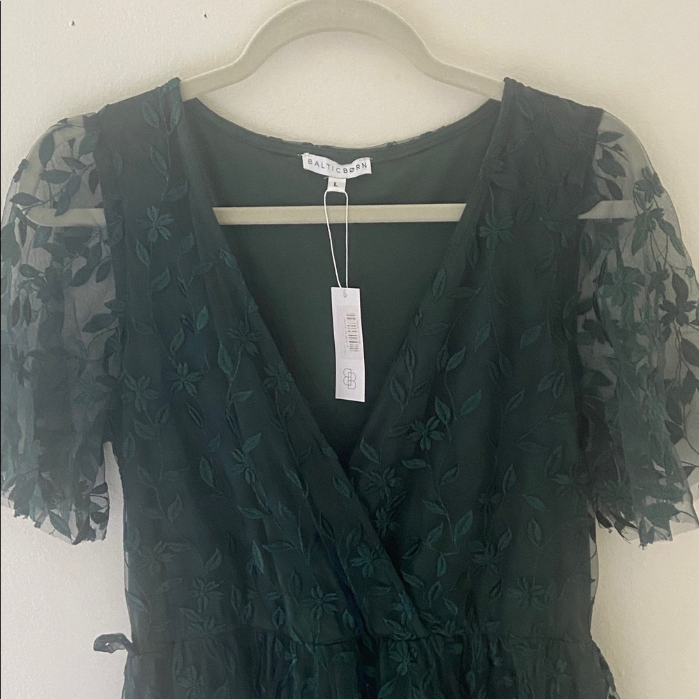 Baltic Born Emerald Green Maxi Dress with Leaf Embroidery - Picture 8 of 11